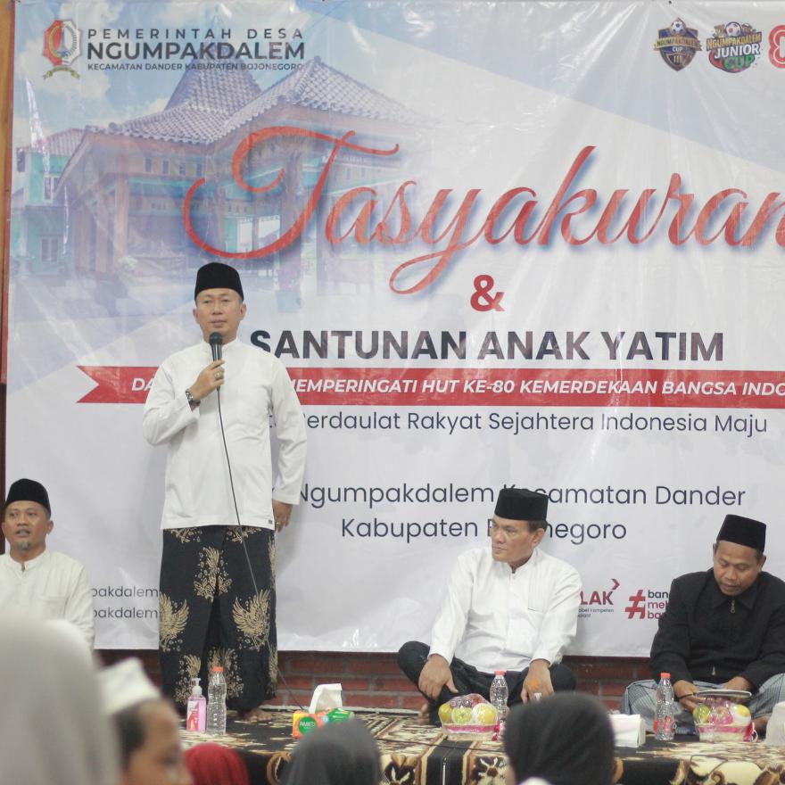 Peringati HUT ke-80 RI, Pemerintah Desa Ngumpakdalem Gelar Malam Tasyakuran dan Santunan Anak Yatim
